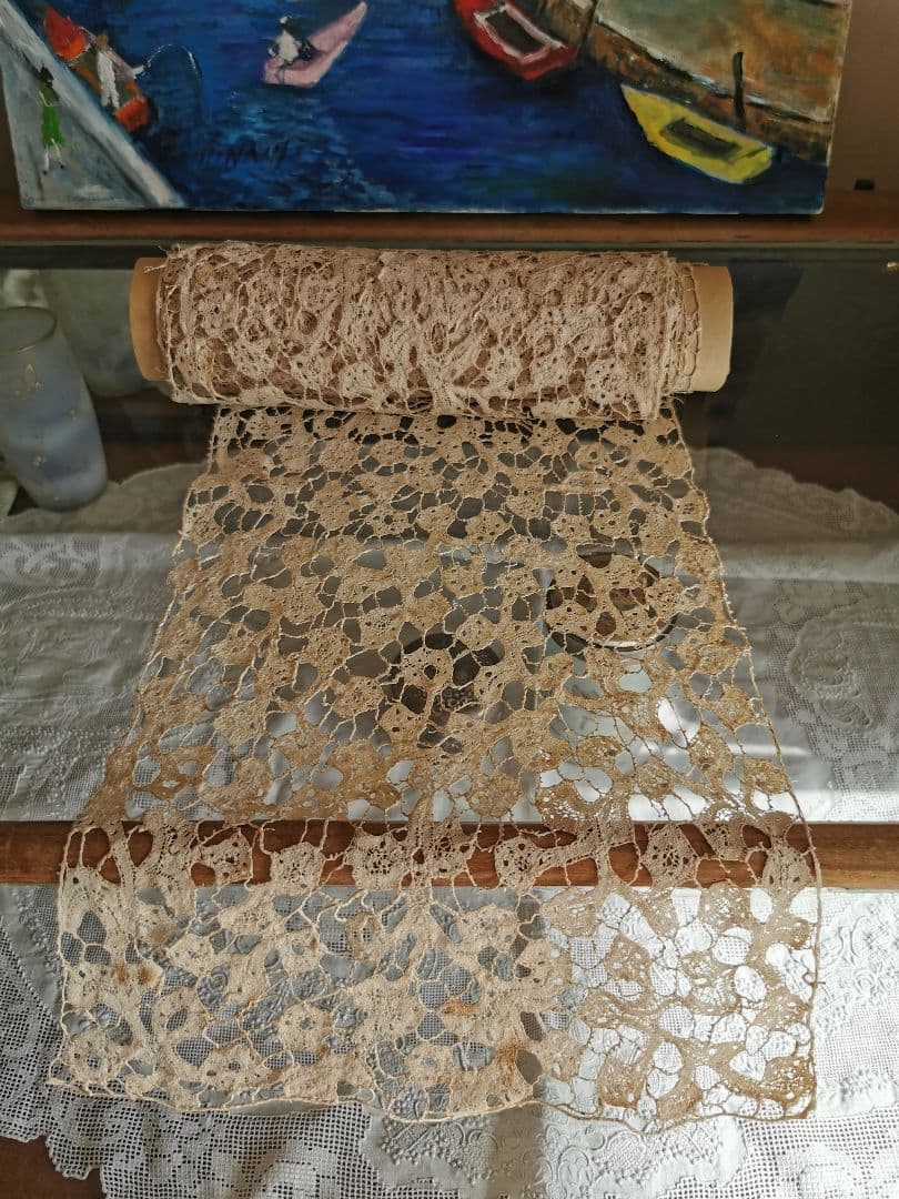 16〜17世紀アンティーク フレミッシュレース 考古学的ボビンレース 45㎝単位