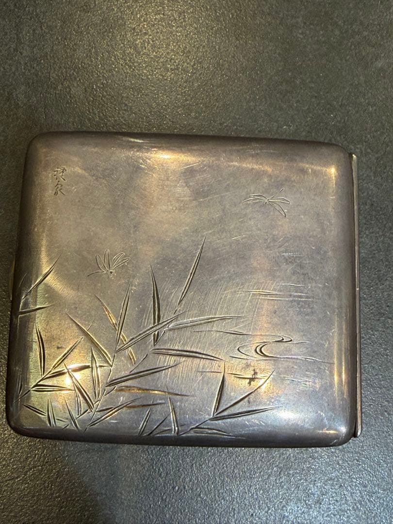 Silver950 生駒製　蜻蛉図煙草入れ／カードケース