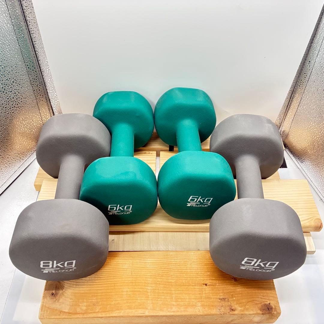FIELDOOR 8kg 6kg ダンベル 2個セット