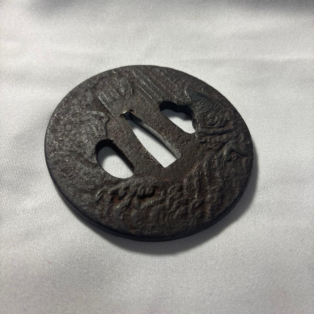 武具　鐔　鍔　登龍門図　鯉の滝登り　出世　縁起の良い図柄　在銘？！　江戸時代