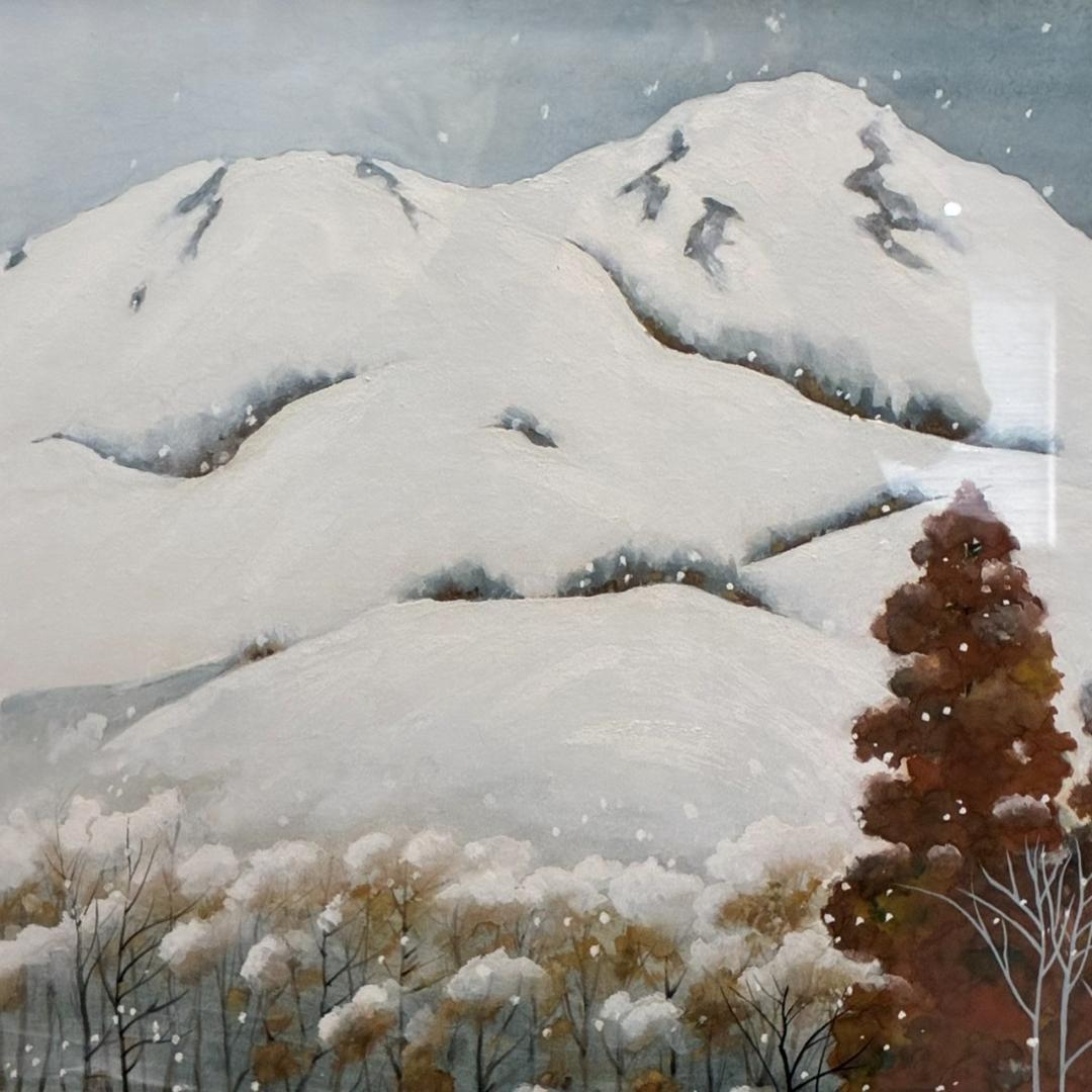 芳生　日本画　雪山　685×610mm