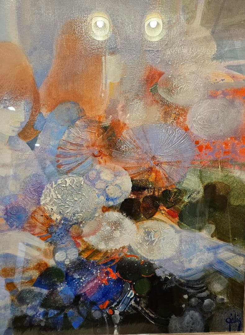 ダニエル・ジェリス ［女性と花］ 真作 逸品　 抽象画 油彩画