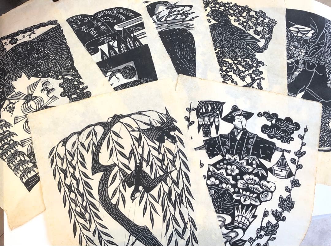 小島悳次郎 染絵 型染　7枚 セット 民藝