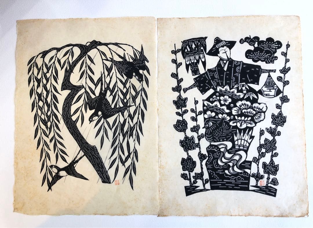 小島悳次郎 染絵 型染　7枚 セット 民藝