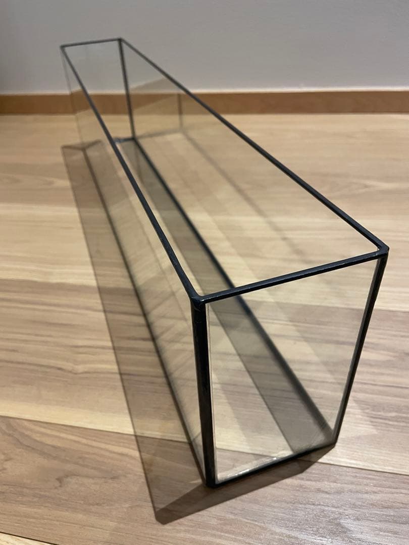 【希少】未使用)ガラス花瓶フラット水槽　横幅60.5cm縦9cm高さ15.5cm