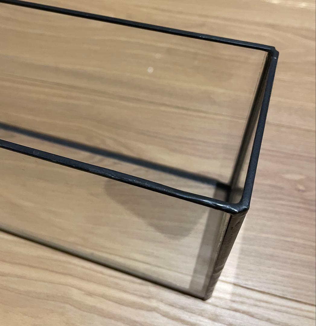 【希少】未使用)ガラス花瓶フラット水槽　横幅60.5cm縦9cm高さ15.5cm