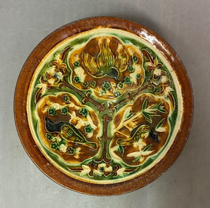 中国 三彩鳥図平碗　f2220714