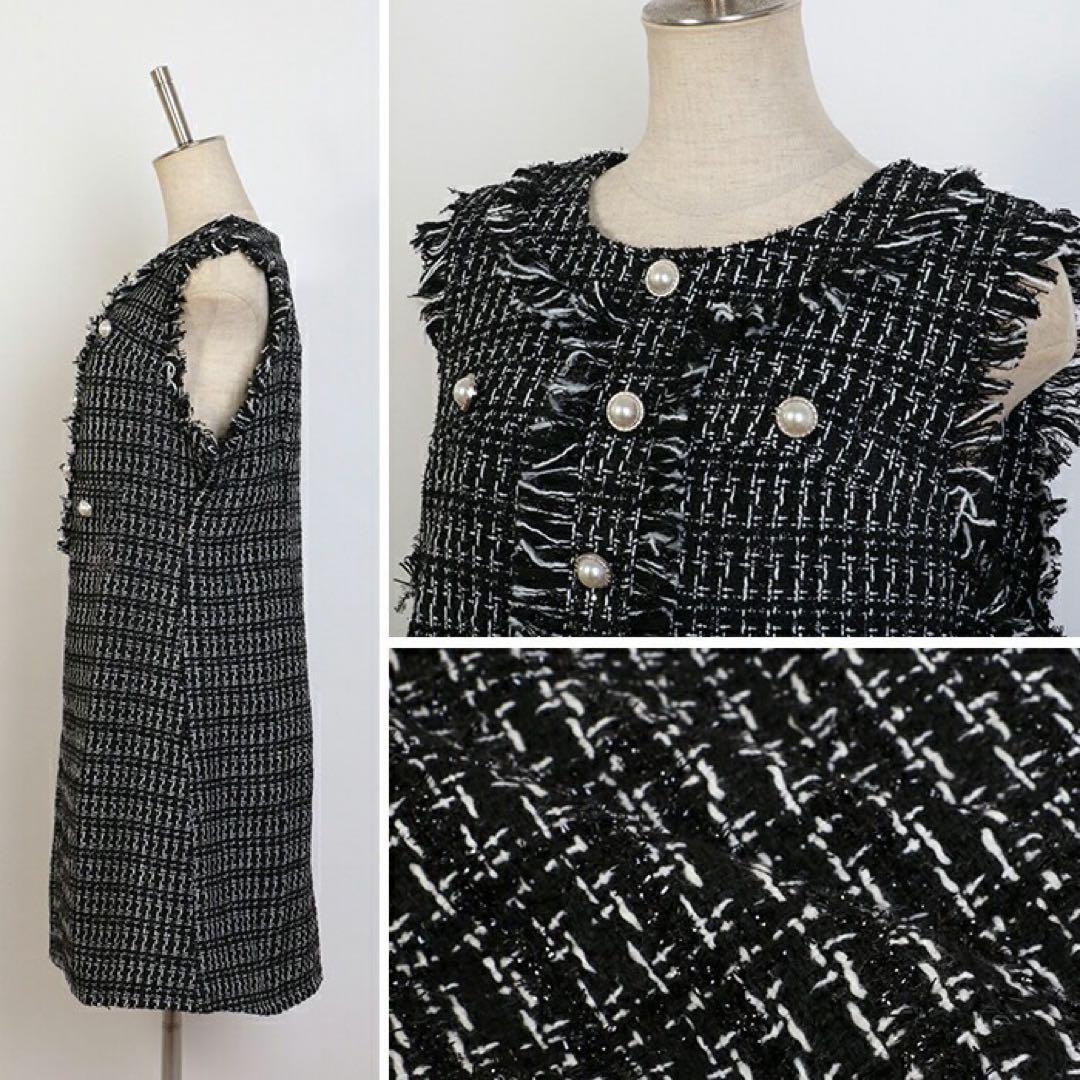 新品未使用　KISS ON THE GREEN パールボタンツイード調ワンピース