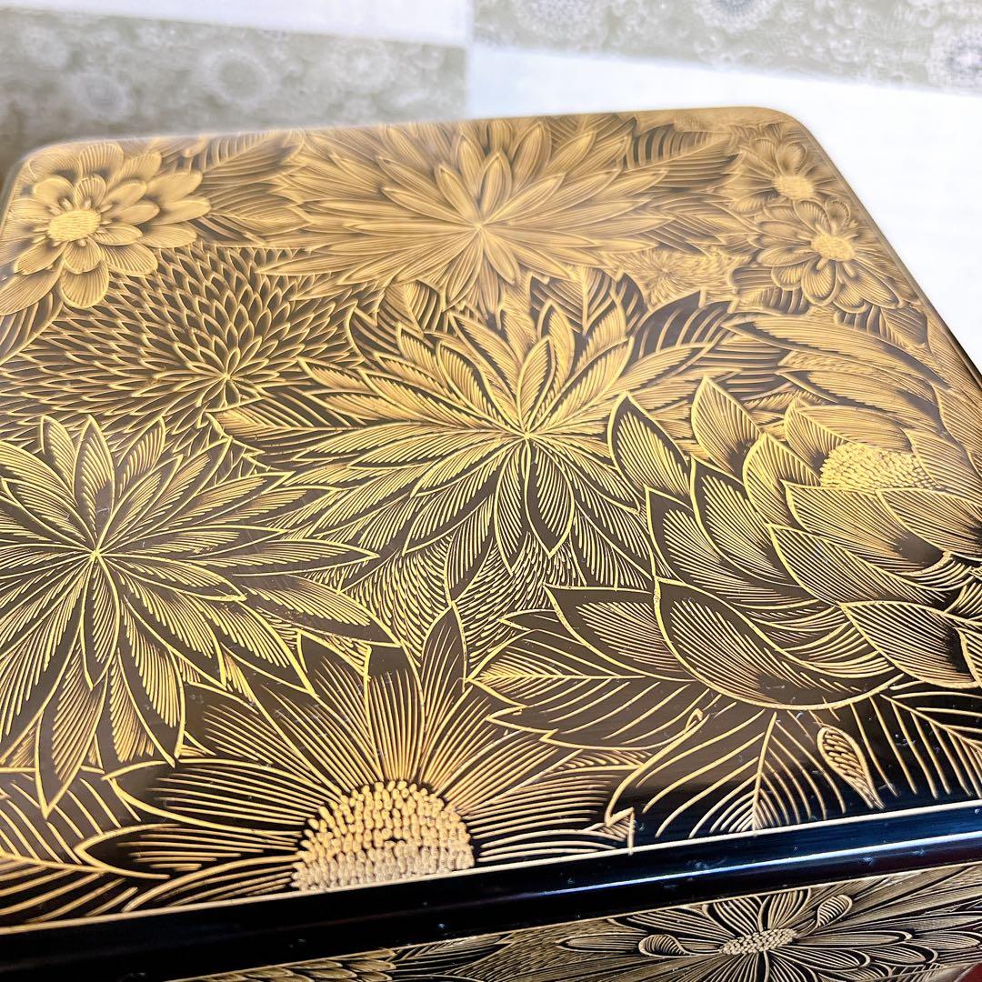 輪島塗　総菊四段重　塩安漆器工房　元箱入り　特選輪島塗漆器　うるし