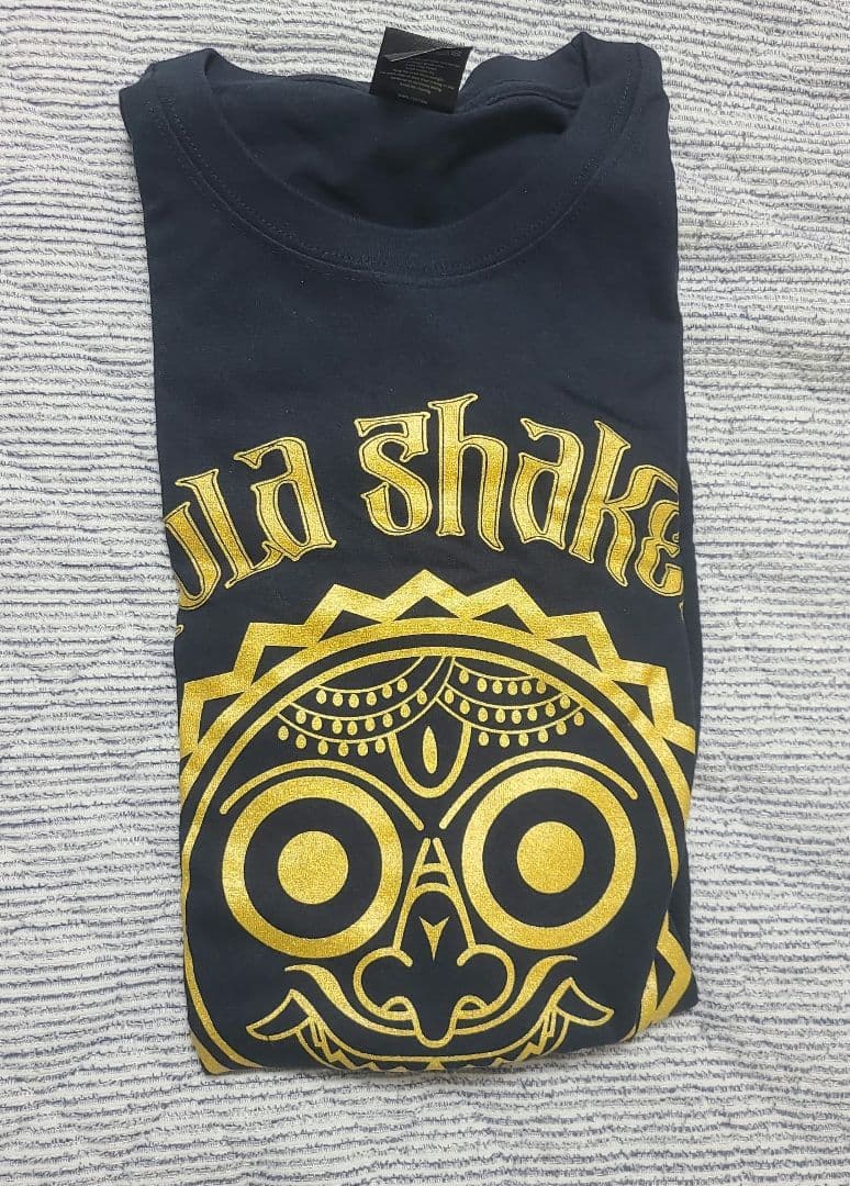 Kula Shaker XL Tシャツ 金色プリントネイビー