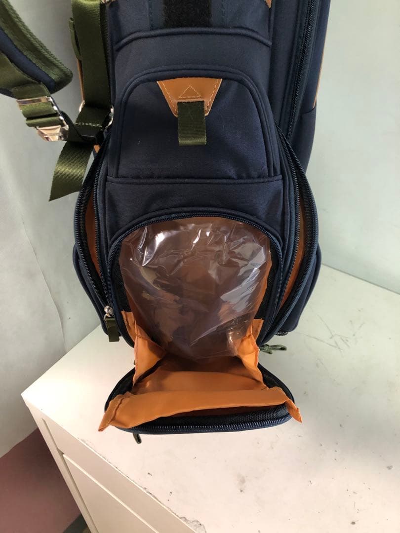 マスターピース キャディバッグ スタンド、フードカバー付き ネイビー