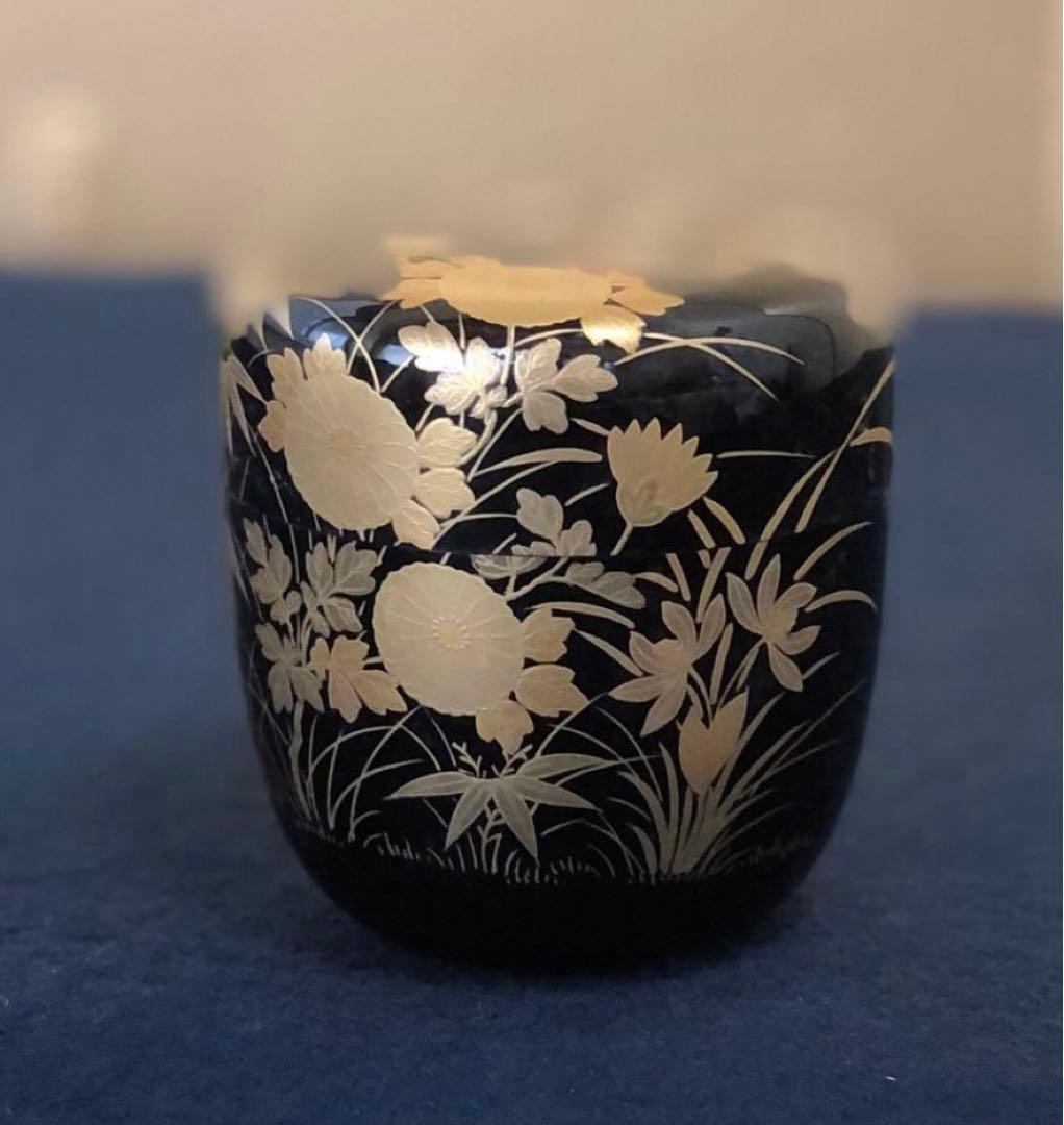 《R》茶道具 四君子蒔絵 螺鈿 棗 奥津一心斎作 共箱　260114き3