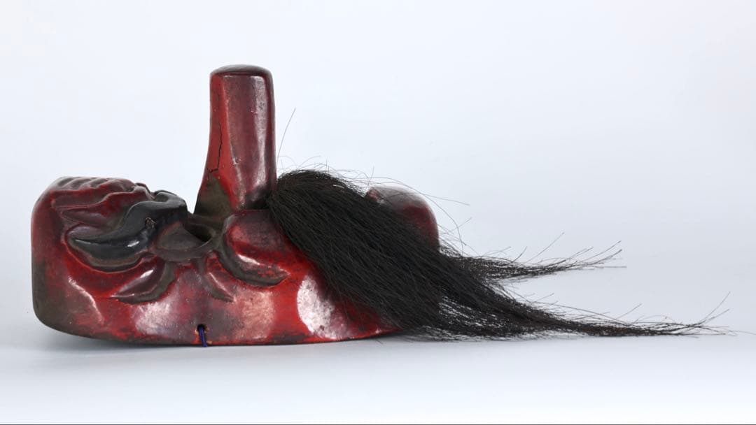 木彫神楽面 小天狗 赤天狗 古面 縁起物 魔除け 能面 狂言面 古美術 骨董品