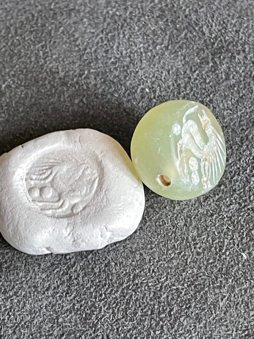 乳白色瑪瑙　古代ペルシアササン朝印章