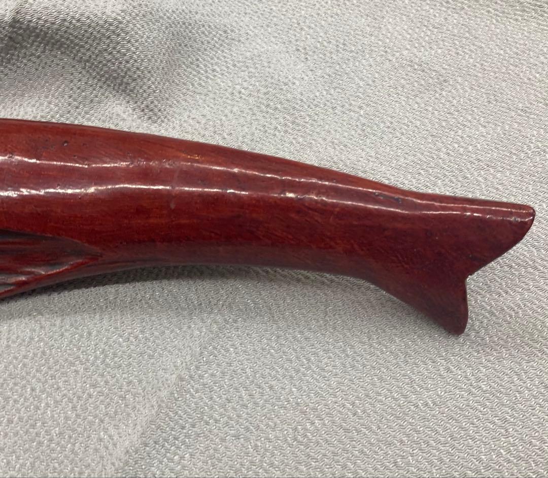 B475b「天然木 魚」後藤太平造　共箱　後藤塗　朱漆　讃岐　六十八歳作