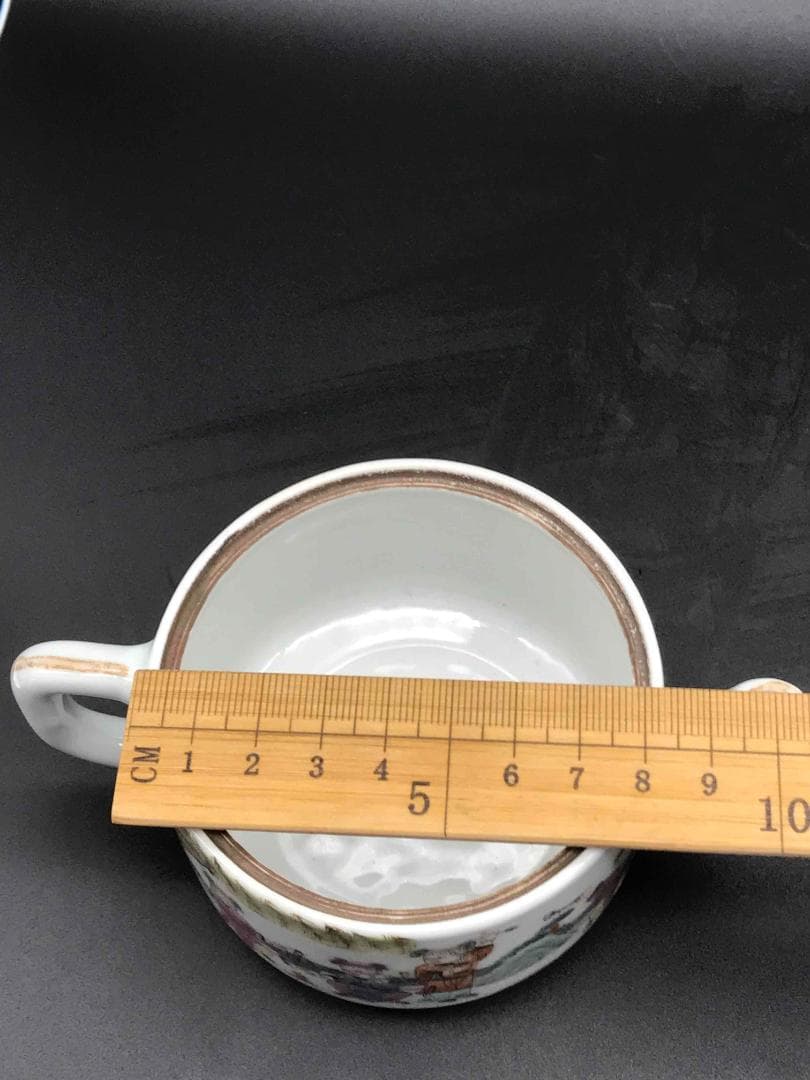 中国古美術　清同治　「同治年製」在銘　粉彩桃寿紋子供遊び紋　急須(C-17)