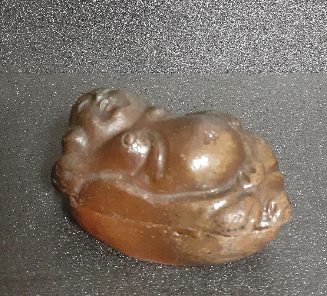 桃山時代　古備前　寝布袋　香合　岡田宗叡鑑定箱　茶道具　茶器　香道具