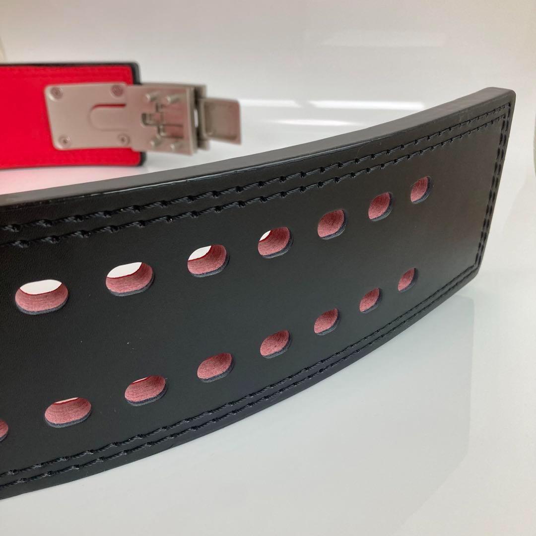 【訳あり】パワーリフティングベルト 本革 パワーベルト レバーアクション 黒赤