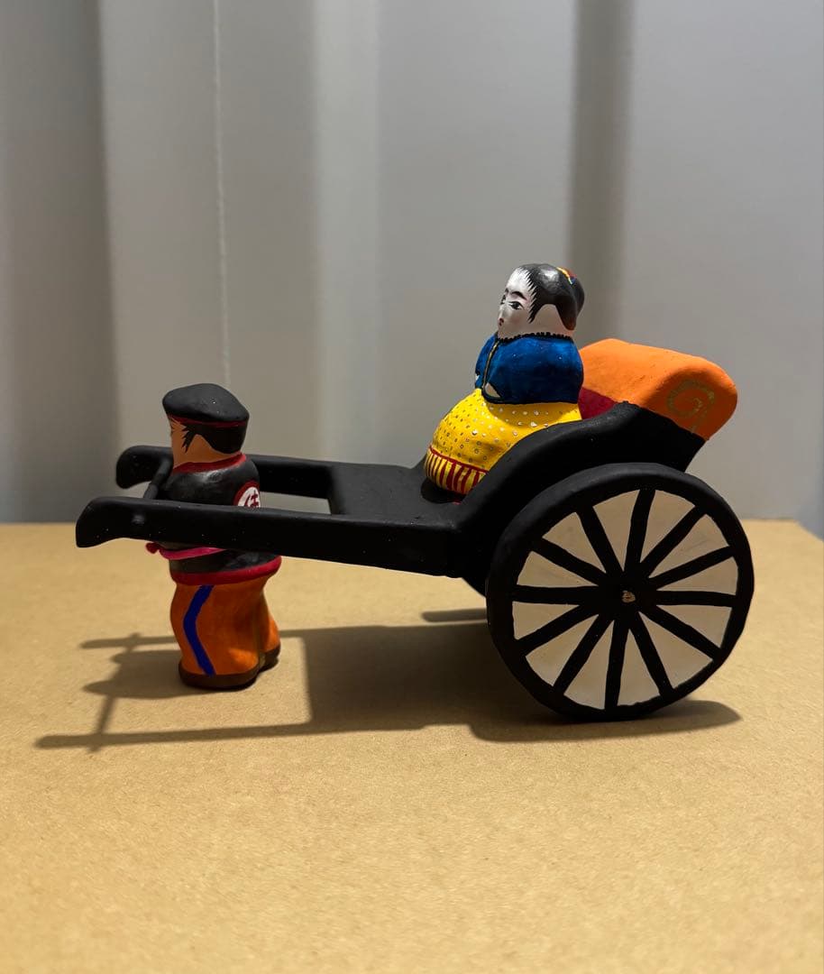 長門張子　南蛮婦人　車夫　人力車　張子　民芸品　郷土玩具