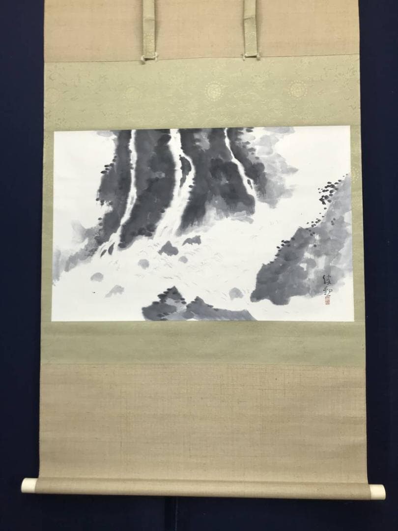 【真作】大智勝観/飛泉/滝図/山水図/横物/掛軸/名家伝来/AC-307