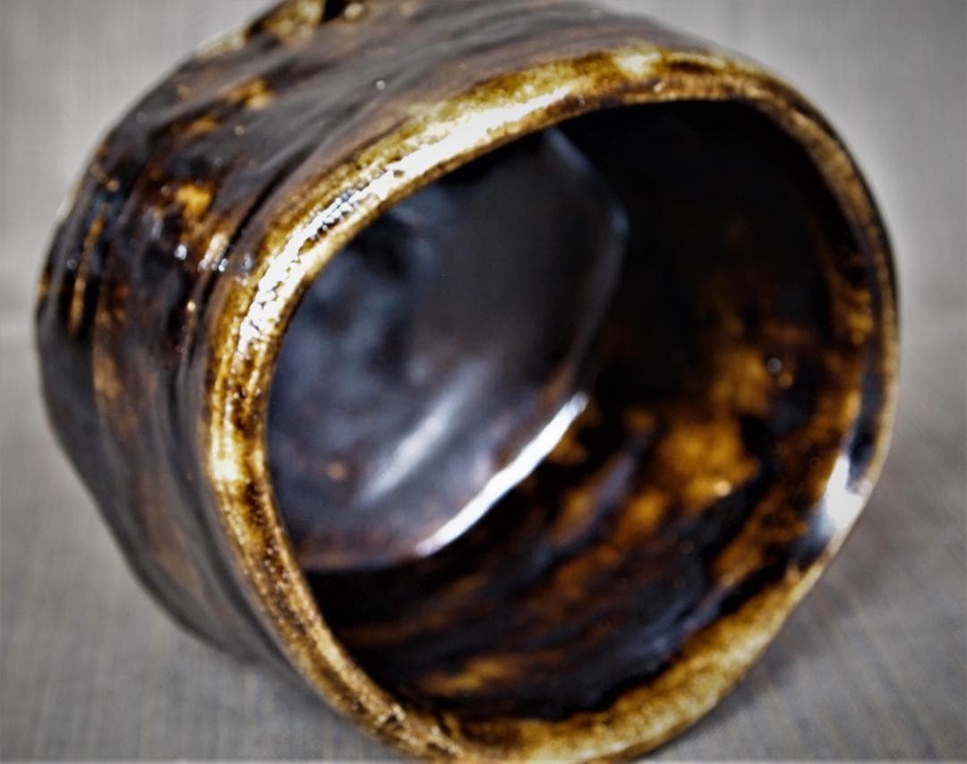 人気作家★鈴木五郎★瀬戸黒茶碗★共箱・布・栞