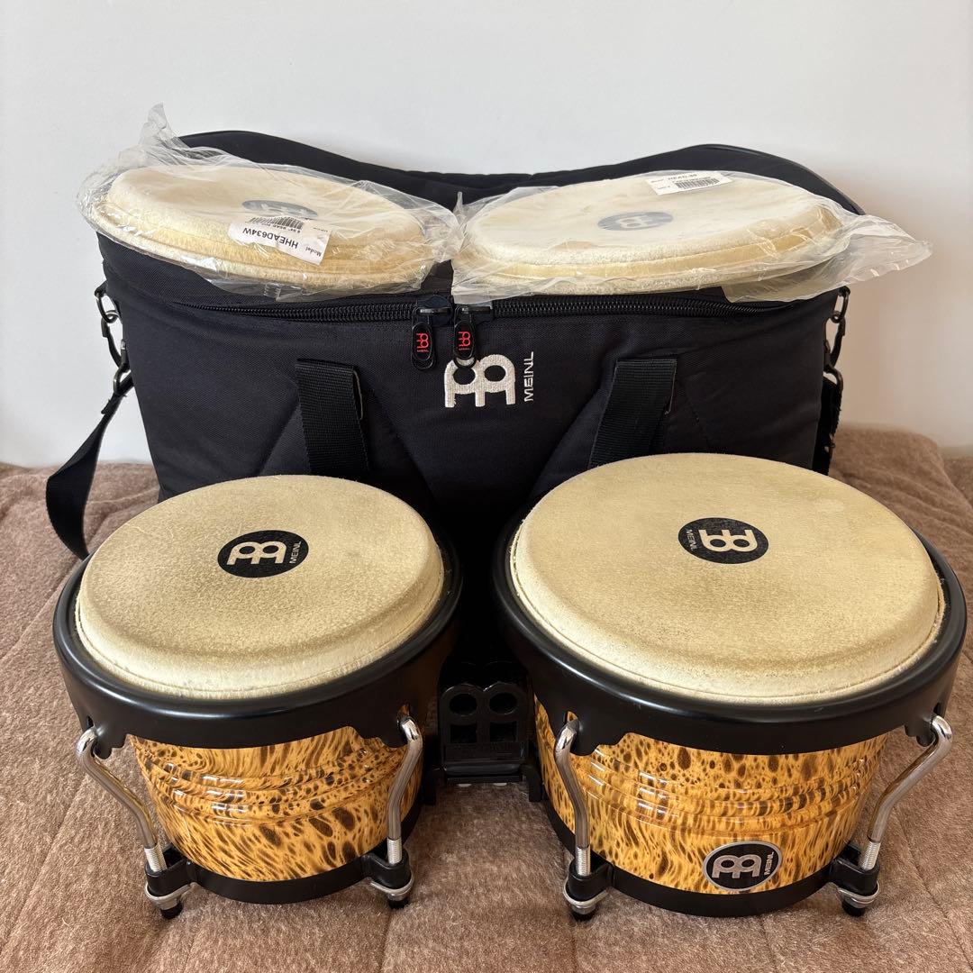 MEINL マイネル　ウッドボンゴ 豹柄　　ケース+ボンゴヘッド2種セット