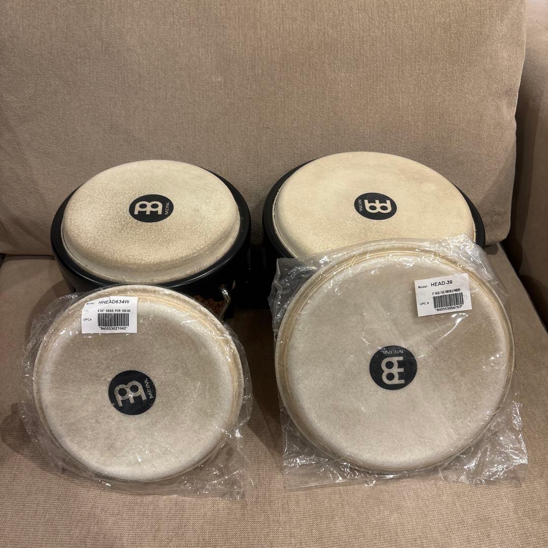 MEINL マイネル　ウッドボンゴ 豹柄　　ケース+ボンゴヘッド2種セット