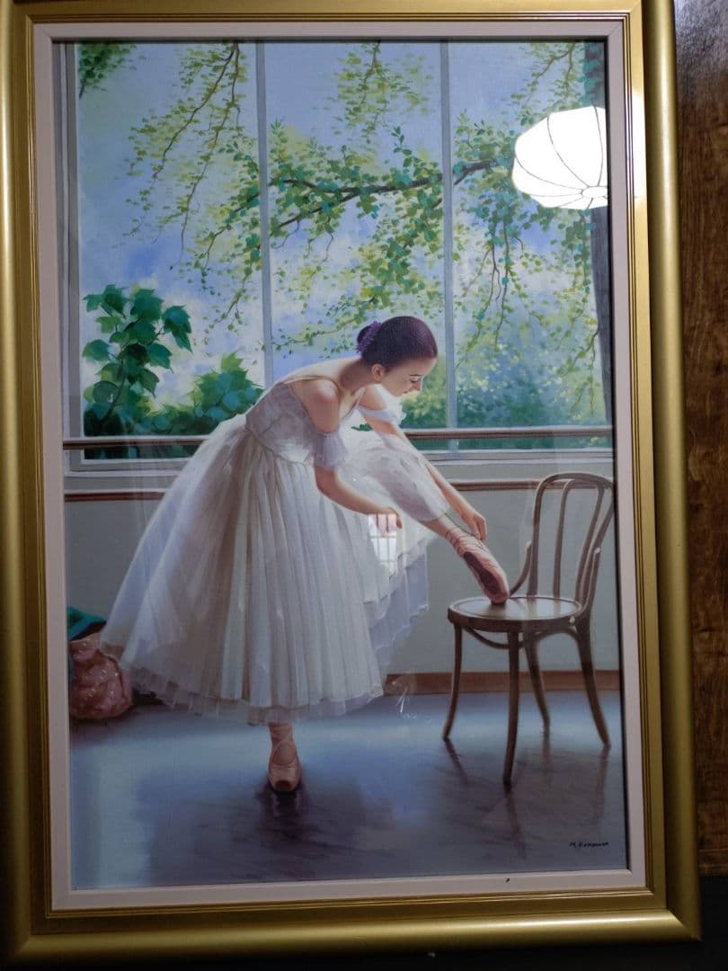 美品M. kunomoto バレリーナ 絵画 ゴールドフレーム