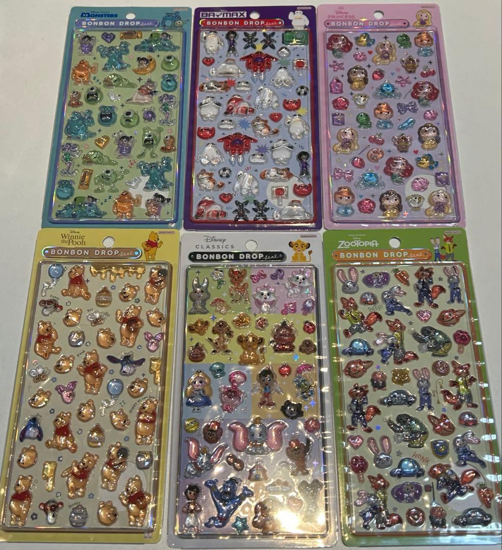 正規品★ボンボンドロップシール　ディズニー　6枚枚セット
