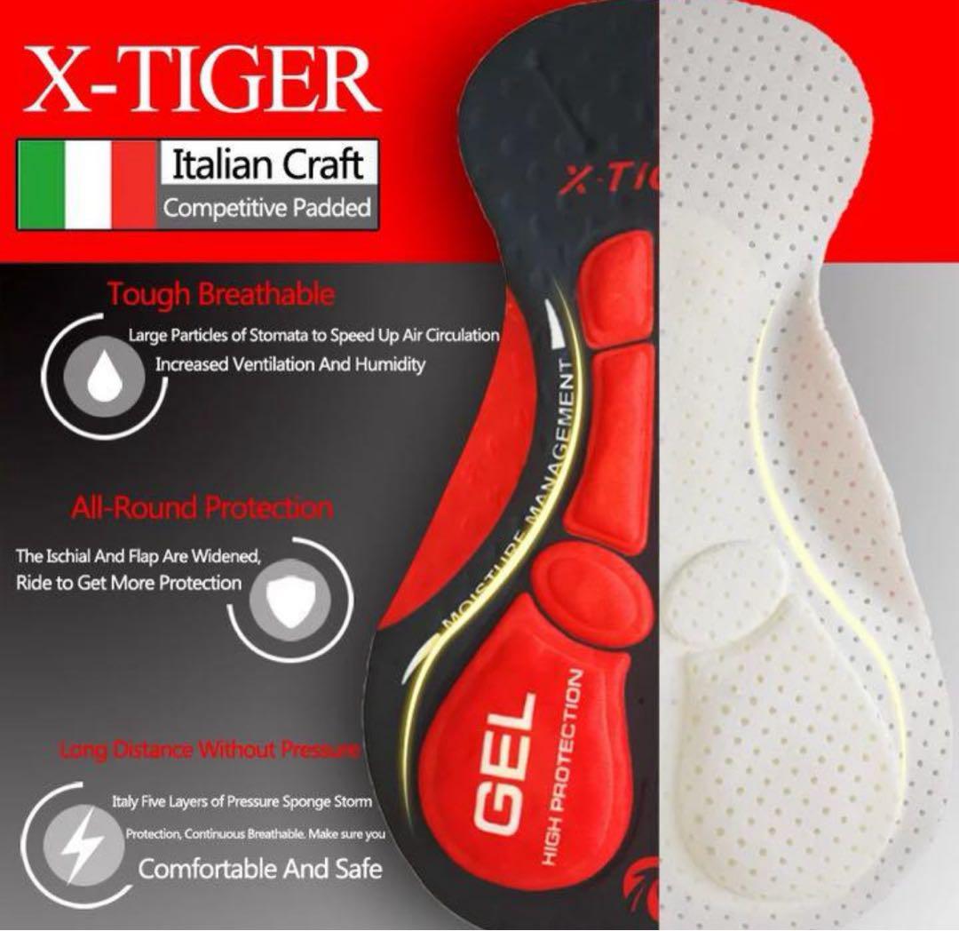 X-TIGER 自転車ジャージ&パッド入りパンツセット裏フリース吸汗速乾XXL