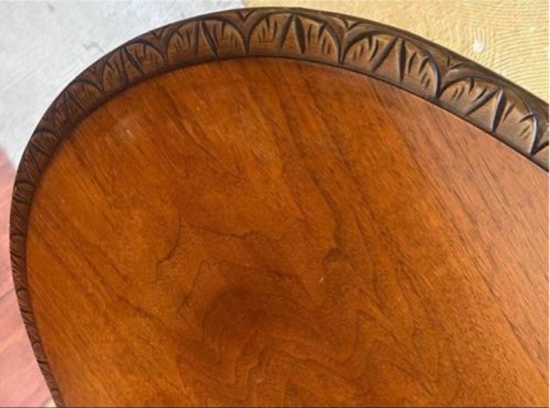 【匿名配送】猫足 楕円形★センターテーブル★彫 テーブル★アンティーク