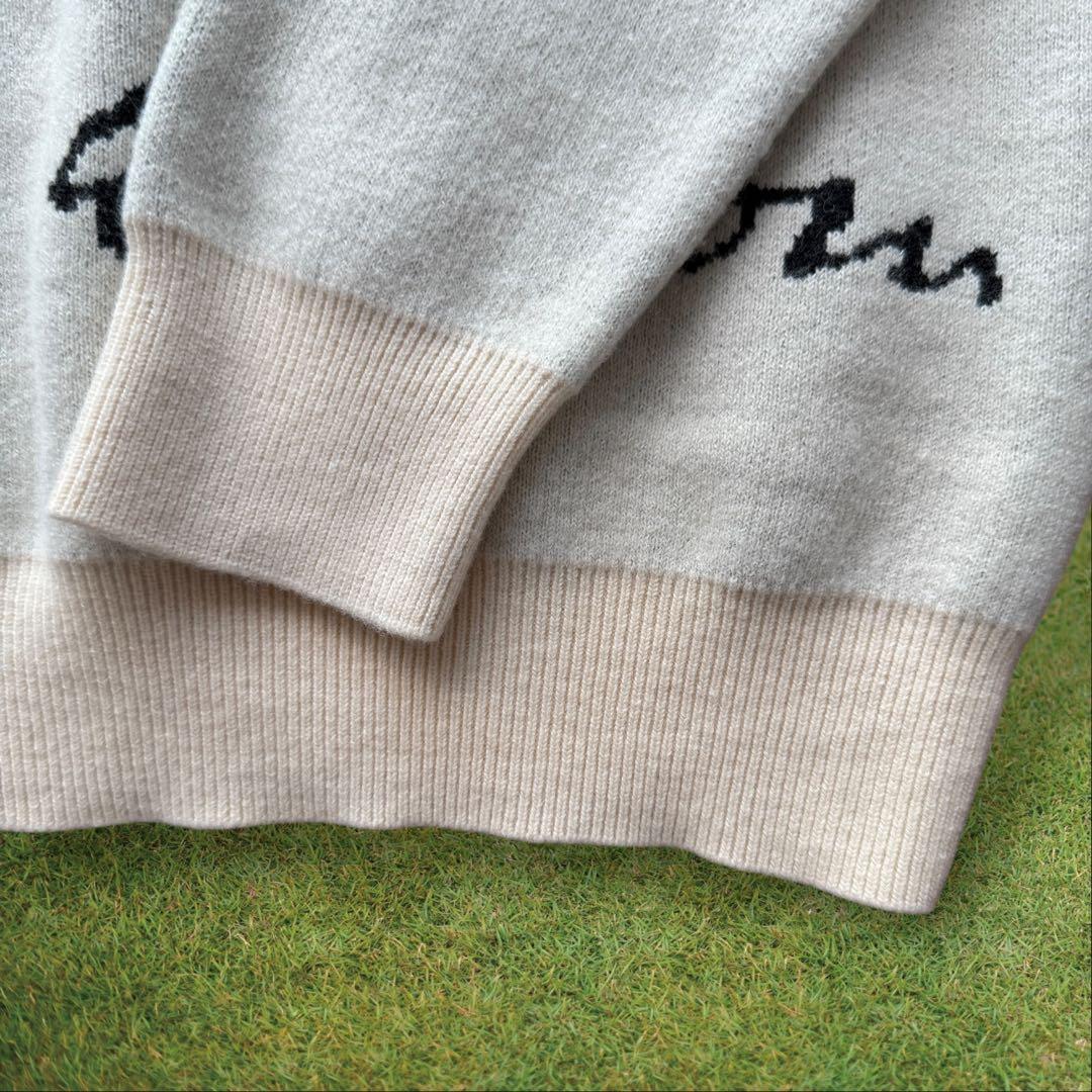 ウール100% マスターバニー　ニット　M〜L相当　総柄　オフホワイト　5