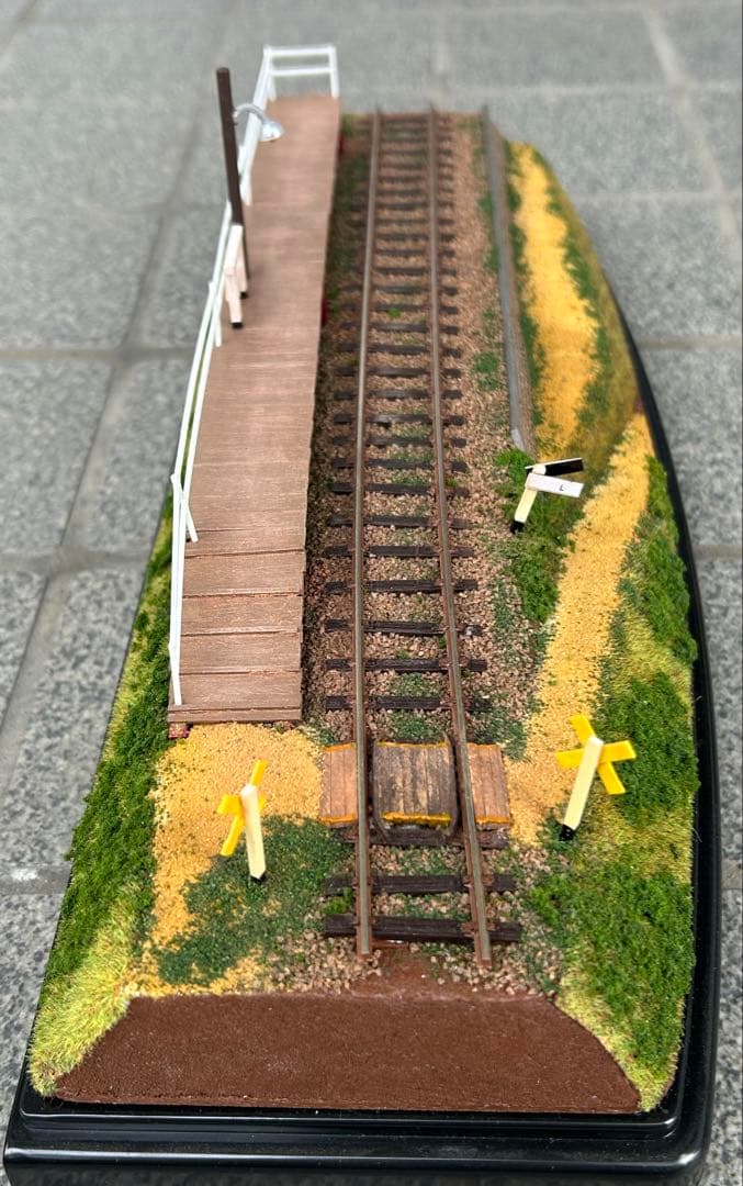 HOゲージジオラマ56仮乗降場のある風景アクリルケース付