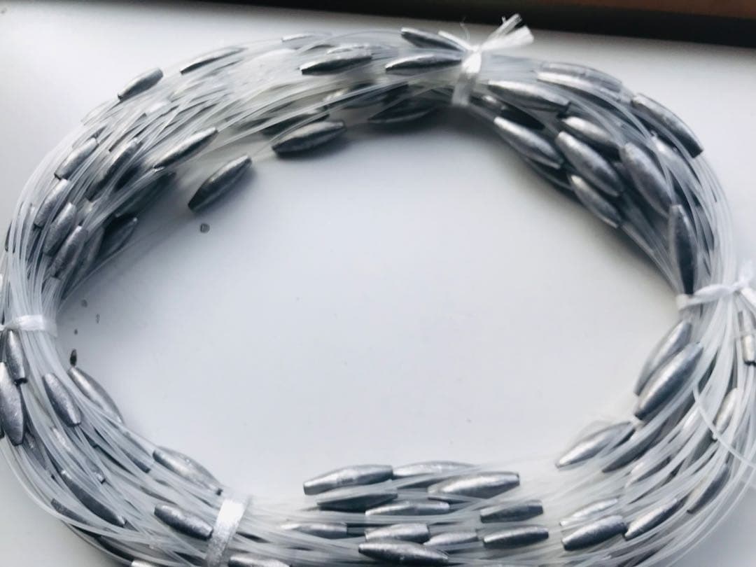 ビシ鉛50m2号17個3号55個4号43個5号33個6号48個強力ナイロン70号