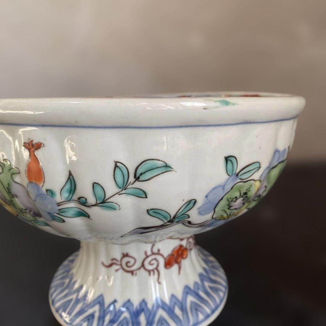 カケヒビなし古伊万里　杯洗　盃洗　色絵杯洗　陶芸　年代物