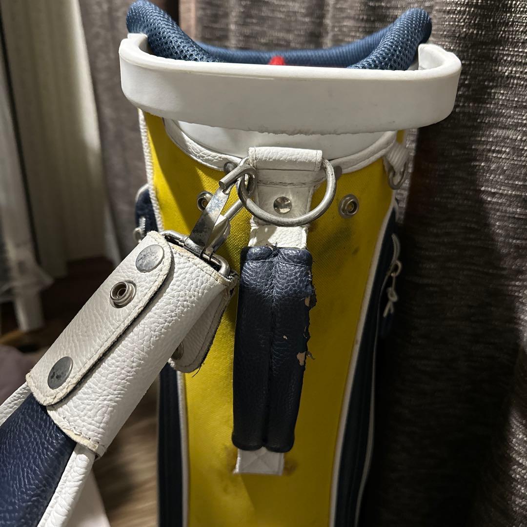 トミーヒルフィガースタンド付ゴルフキャディバッグ 黄色✖️紺色 使用感有のため激安