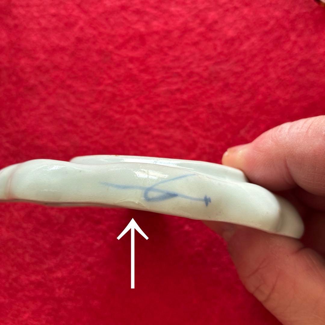 古伊万里　蒟蒻印判　菊花文　変形皿　江戸