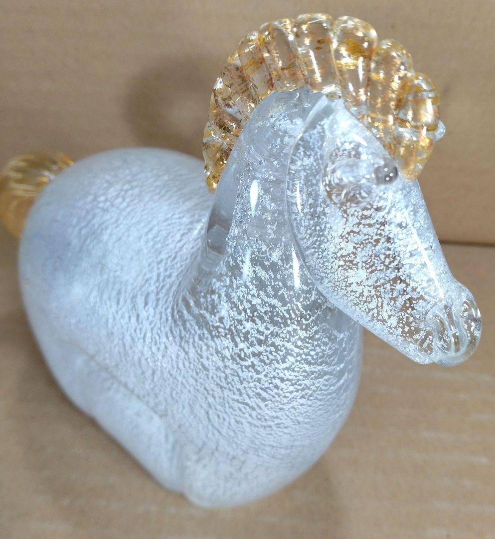 和光 WAKO 干支ガラス置物(馬,午）共箱 美品 金銀彩 クリスタルガラス 栞