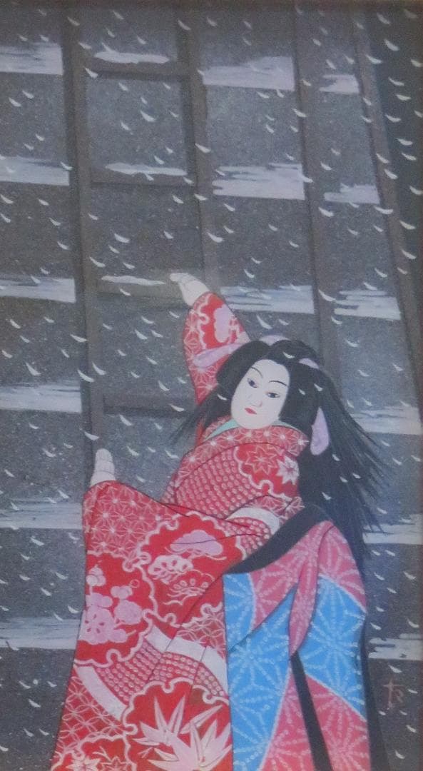 入江泰吉　「火見櫓お七」　ガラス絵　２７.５×１６ｃｍ　《真作》 ｍｃ