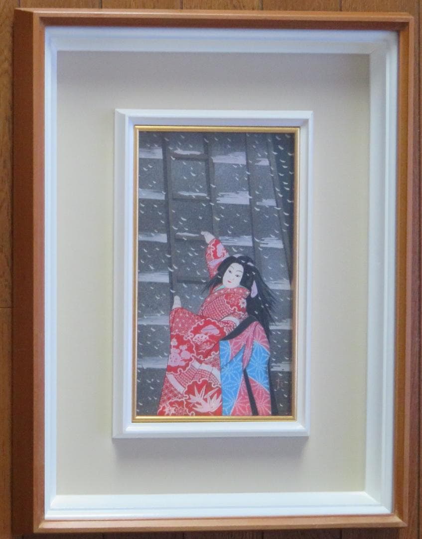 入江泰吉　「火見櫓お七」　ガラス絵　２７.５×１６ｃｍ　《真作》 ｍｃ