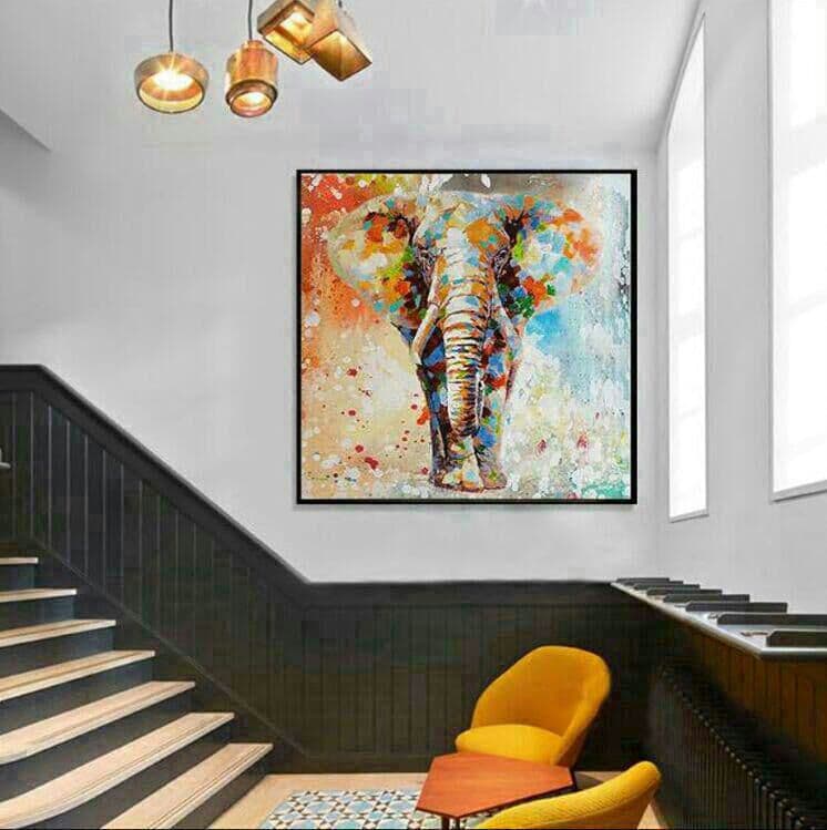 油絵手描き金箔縁起の良い象S47