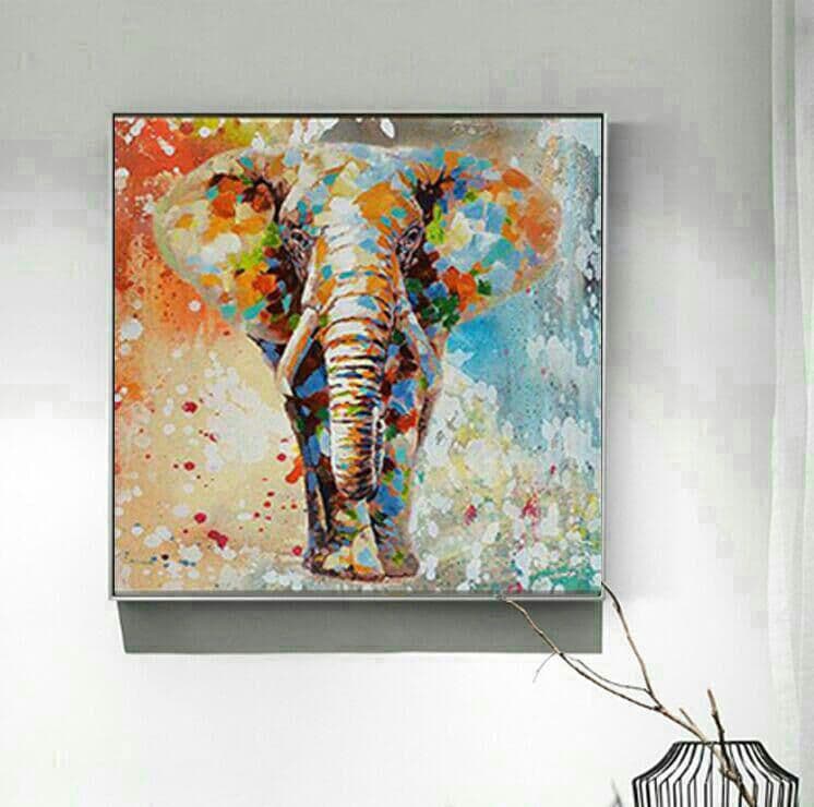 油絵手描き金箔縁起の良い象S47