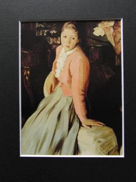 小磯良平、婦人像、希少画集画、状態良好、新品高級額装付