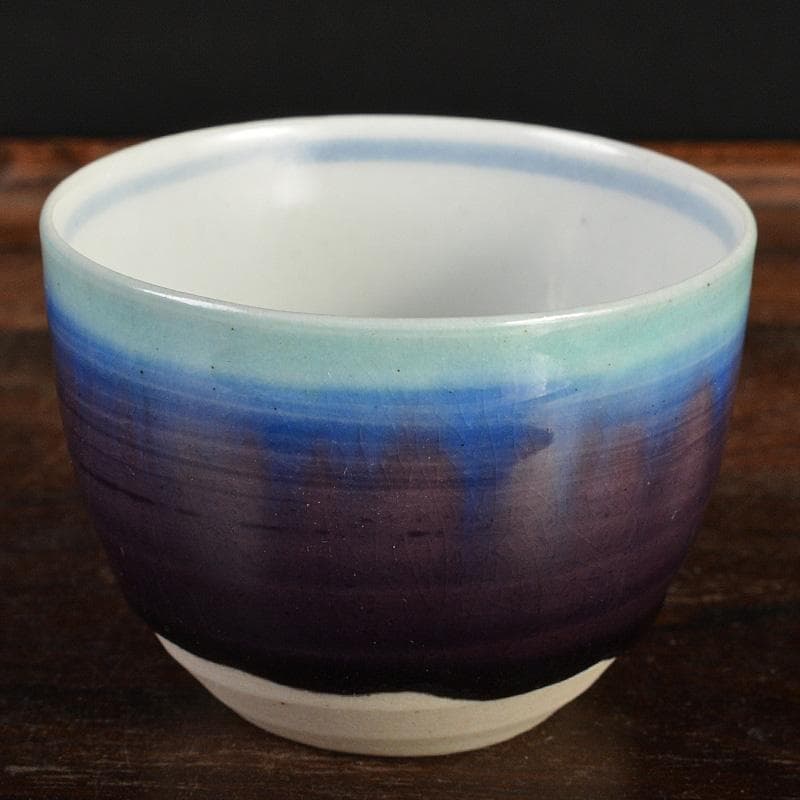 九谷焼　人間国宝　三代八十吉　徳田正彦作　彩釉　ぐい?み　共箱　V　R7394