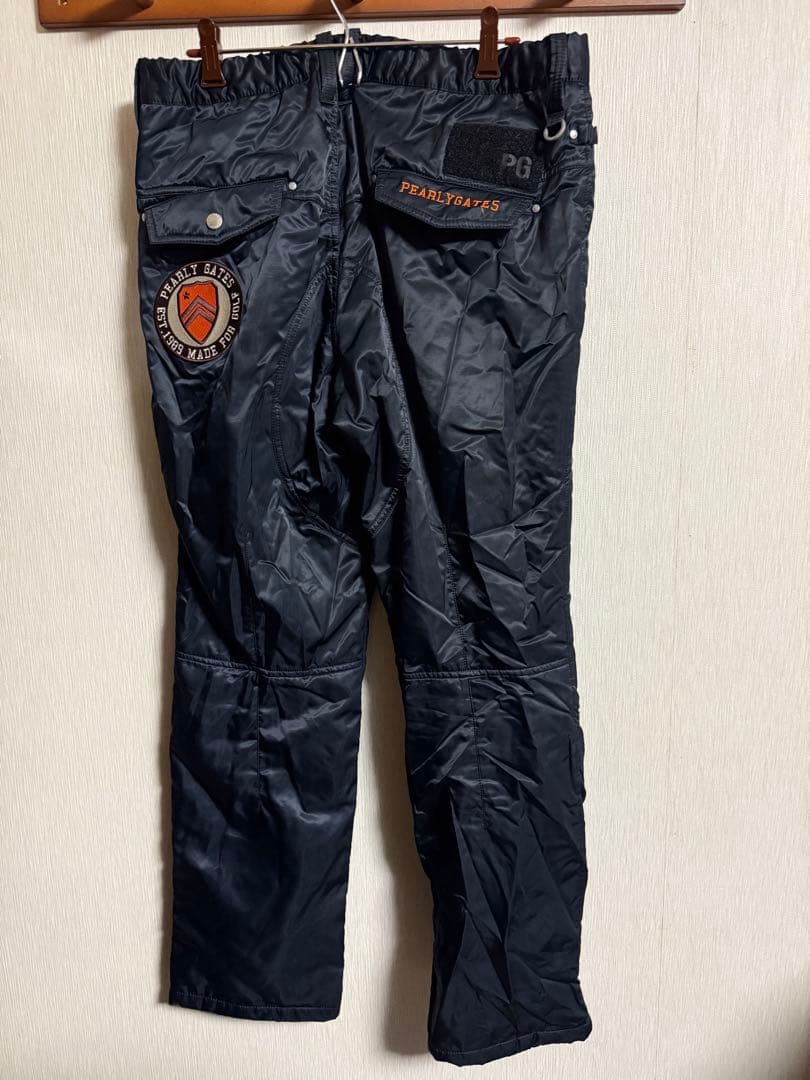 中古 美品 サイズ6 パーリーゲイツ ゴルフパンツ ワッペン ブラック