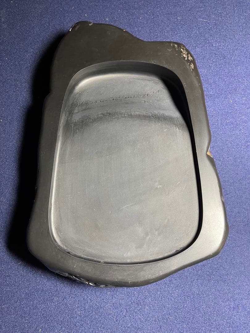 【墨研】龍渓石硯◆翠川秀石作「自然石硯」◆使用品◆書道具 文房四宝 和硯