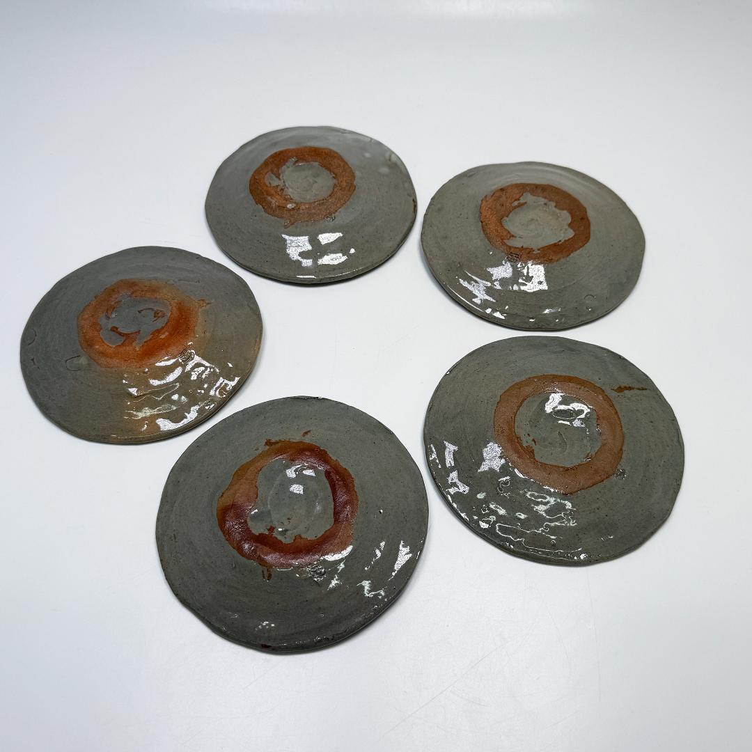 出雲焼 楽山焼 11代 長岡空権作 銘々皿 5客揃い 共箱