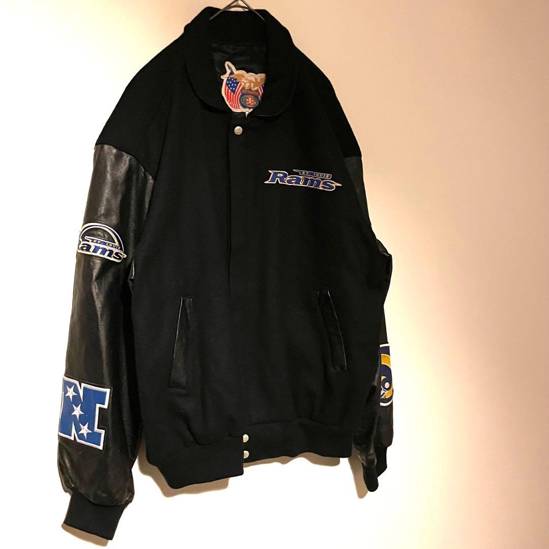 ゲームブルゾン 2XL アメフト 背面ビッグ刺繍 ワッペン アーム切替 ウール