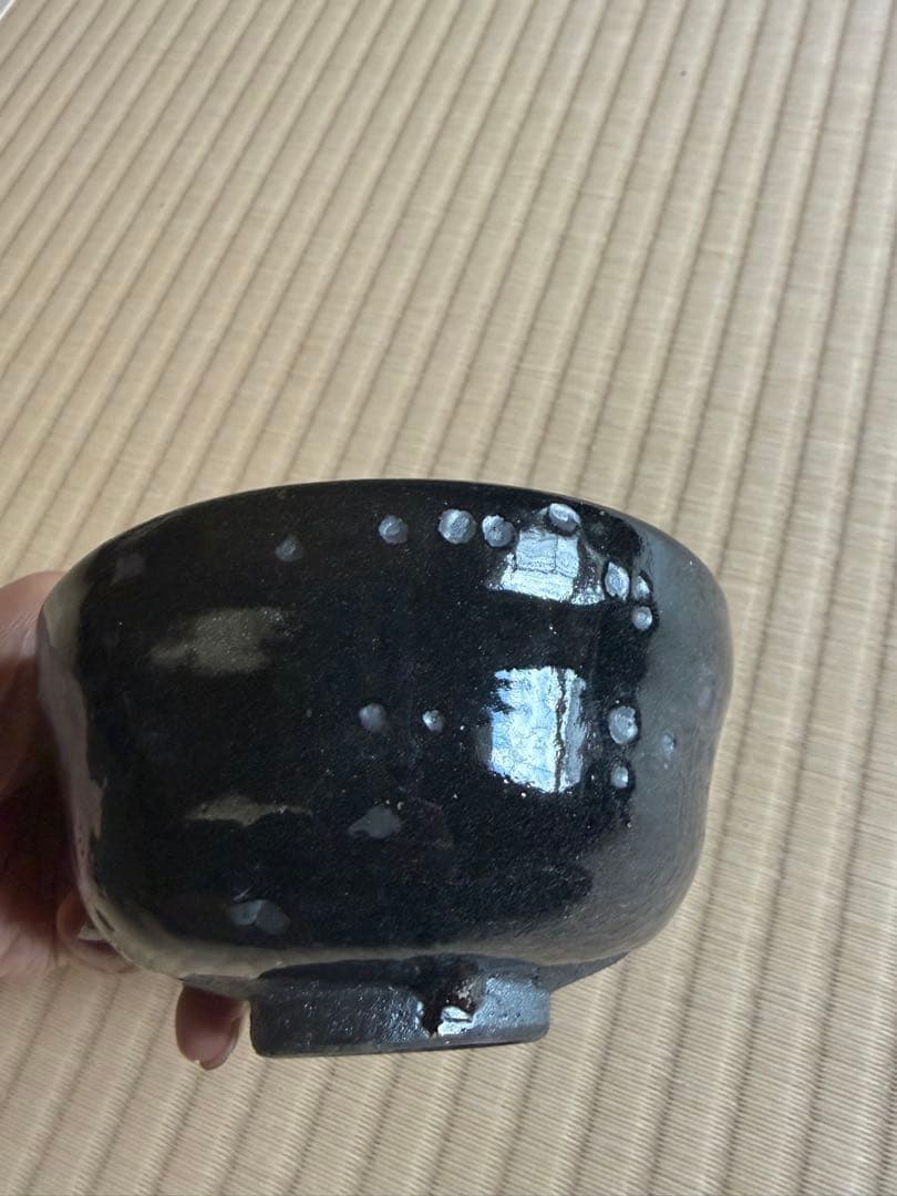 黒色茶碗 六角形底