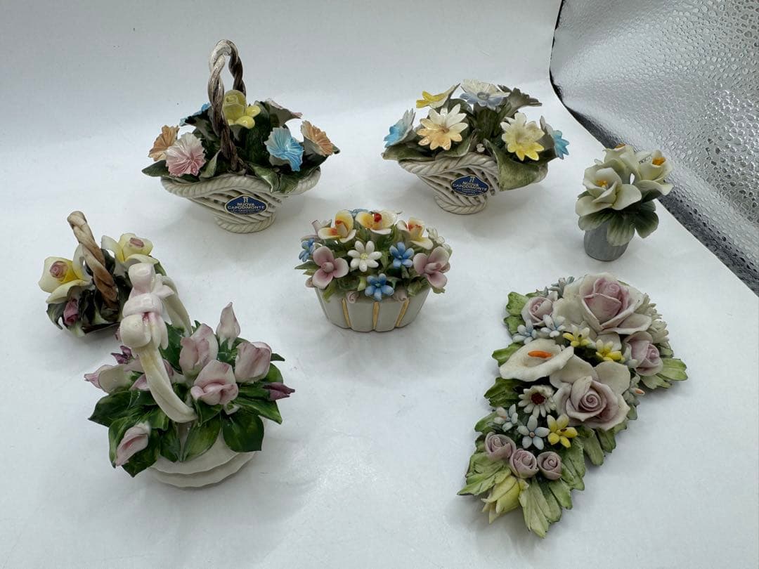 CAPODIMONTE カポディモンテ イタリア製 陶器 薔薇 花 カゴ